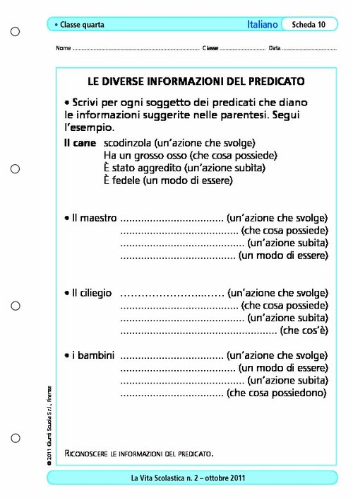 Le diverse informazioni del predicato | Giunti Scuola Le diverse informazioni del predicato | Giunti Scuola