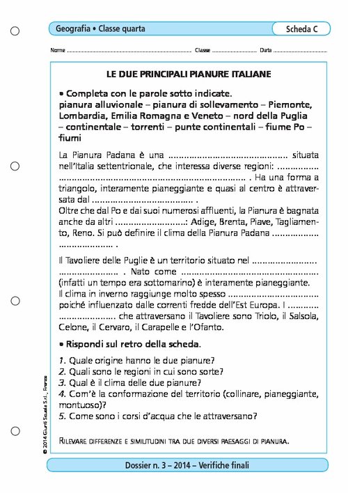 Le due principali pianure italiane | Giunti Scuola Le due principali pianure italiane | Giunti Scuola