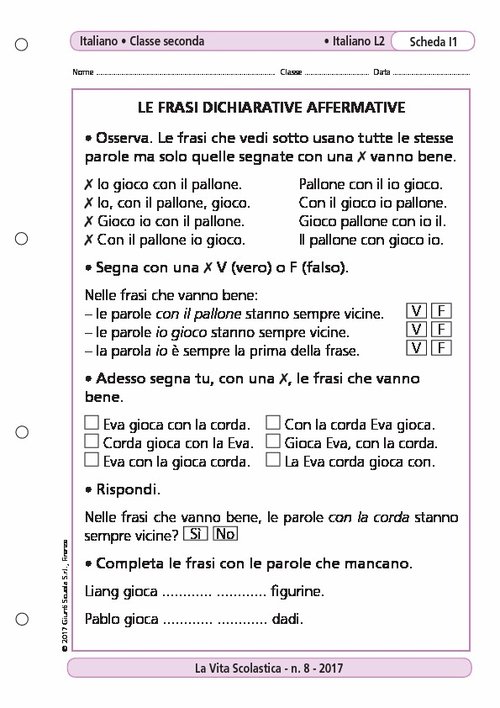 Le frasi dichiarative affermative | Giunti Scuola