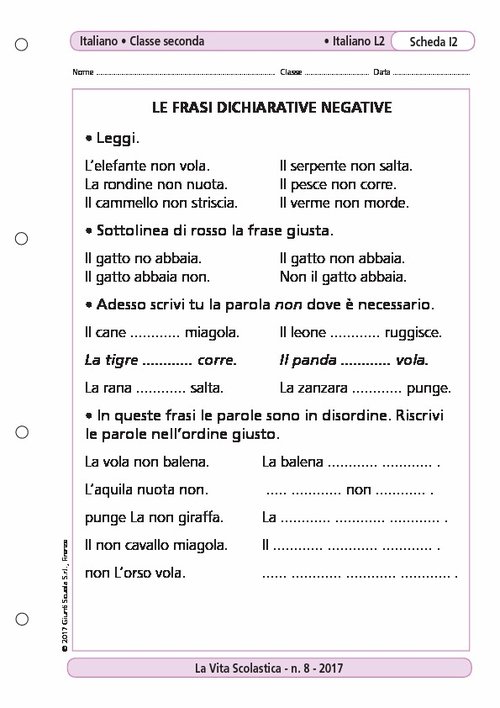 Le frasi dichiarative negative | Giunti Scuola Le frasi dichiarative negative | Giunti Scuola