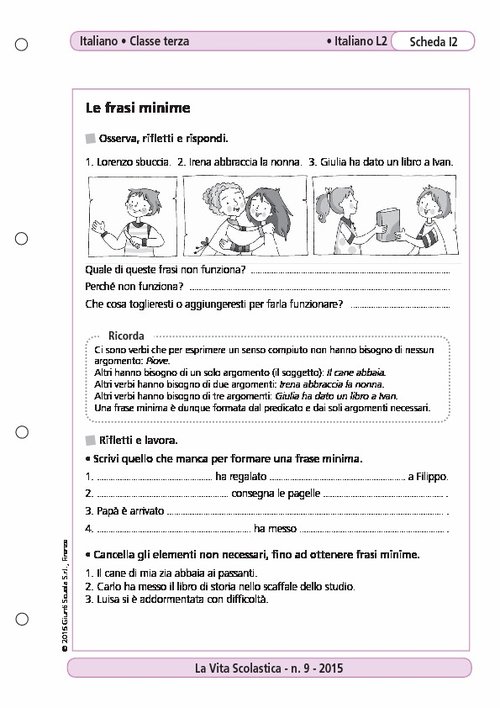 Le frasi minime | Giunti Scuola Le frasi minime | Giunti Scuola