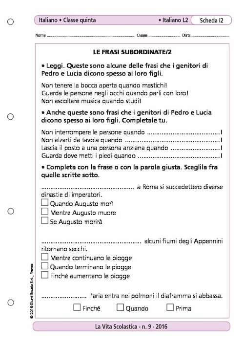 Le frasi subordinate/2 | Giunti Scuola Le frasi subordinate/2 | Giunti Scuola