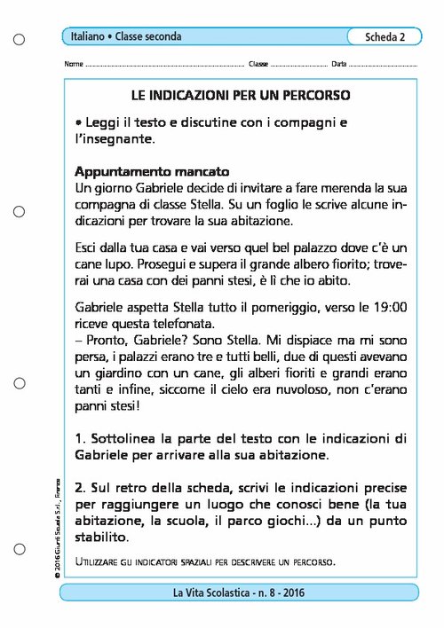 Le indicazioni per un percorso | Giunti Scuola Le indicazioni per un percorso | Giunti Scuola