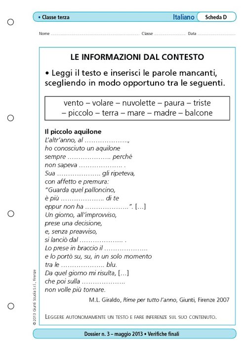 Le informazioni dal contesto | Giunti Scuola Le informazioni dal contesto | Giunti Scuola