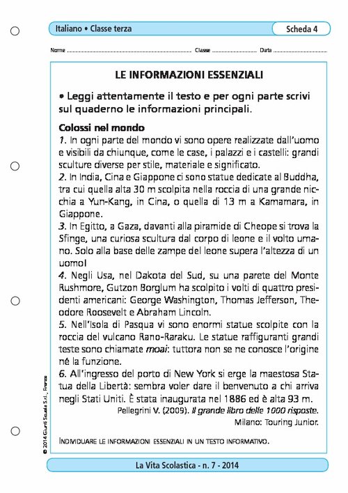 Le informazioni essenziali | Giunti Scuola Le informazioni essenziali | Giunti Scuola