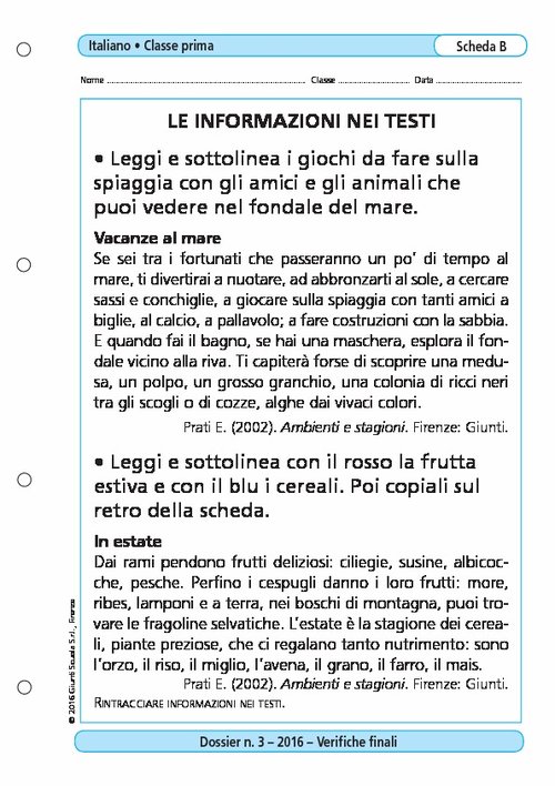 Le informazioni nei testi | Giunti Scuola Le informazioni nei testi | Giunti Scuola