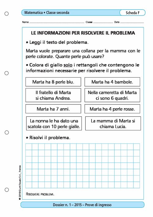 Le informazioni per risolvere il problema | Giunti Scuola Le informazioni per risolvere il problema | Giunti Scuola