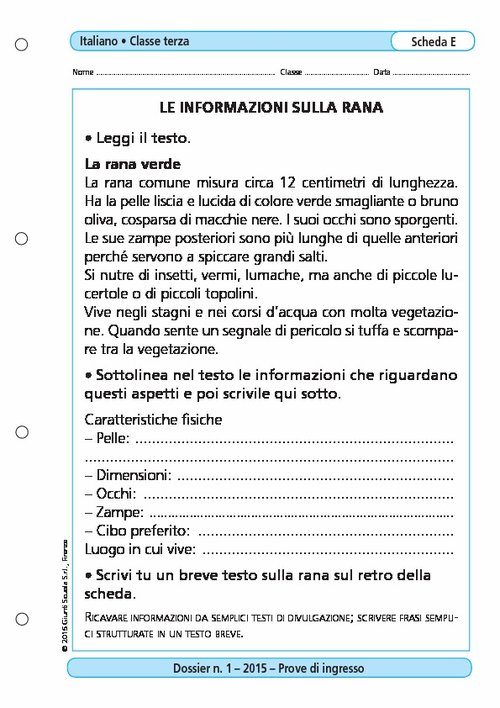 Le informazioni sulla rana | Giunti Scuola Le informazioni sulla rana | Giunti Scuola