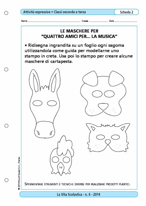 Le maschere per "Quattro amici per.... la musica" | Giunti Scuola Le maschere per "Quattro amici per.... la musica" | Giunti Scuola