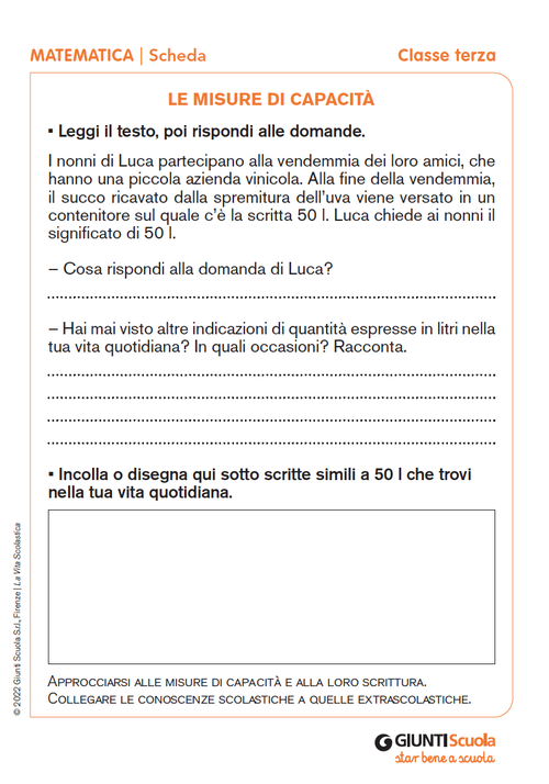 Le misure di capacità | Giunti Scuola Le misure di capacità | Giunti Scuola