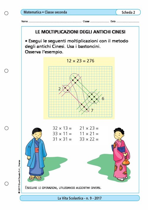Le moltiplicazioni degli antichi Cinesi | Giunti Scuola Le moltiplicazioni degli antichi Cinesi | Giunti Scuola