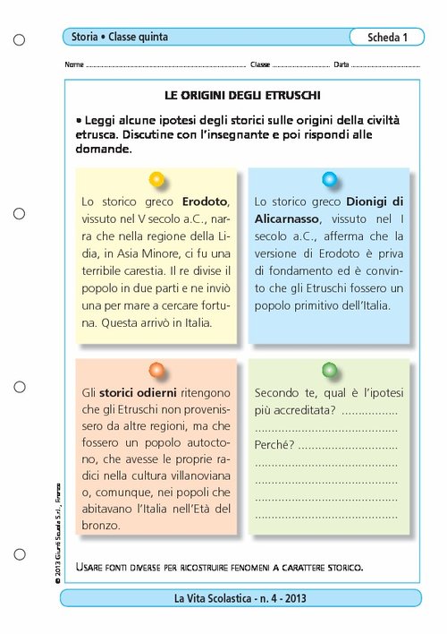 Le origini degli Etruschi | Giunti Scuola Le origini degli Etruschi | Giunti Scuola