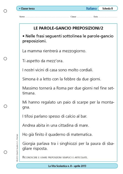 Le parole-gancio (preposizioni)/2 | Giunti Scuola Le parole-gancio (preposizioni)/2 | Giunti Scuola