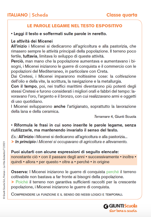 Le parole legame nel testo espositivo | Giunti Scuola