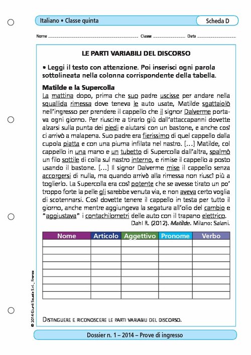 Le parti variabili del discorso | Giunti Scuola Le parti variabili del discorso | Giunti Scuola