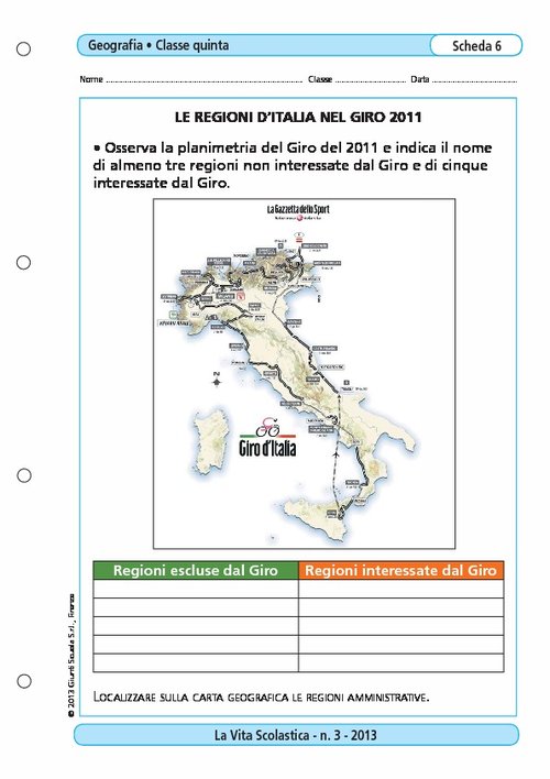Le regioni d'Italia nel Giro 2011 | Giunti Scuola