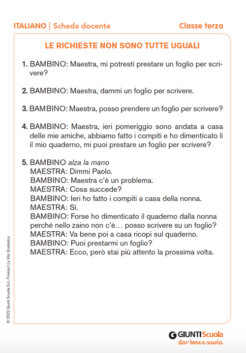Le richieste non sono tutte uguali | Giunti Scuola Le richieste non sono tutte uguali | Giunti Scuola