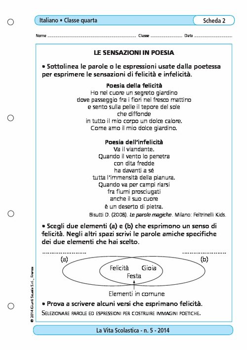 Le sensazioni in poesia | Giunti Scuola Le sensazioni in poesia | Giunti Scuola
