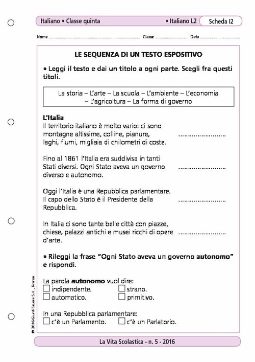 Le sequenze di un testo espositivo | Giunti Scuola Le sequenze di un testo espositivo | Giunti Scuola