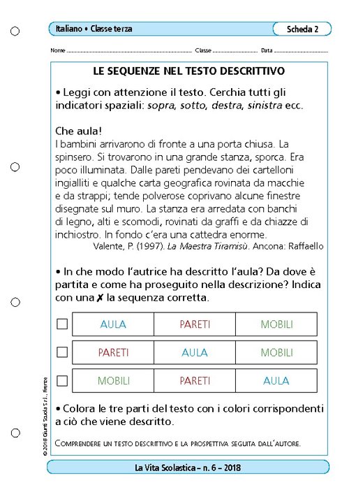 Le sequenze nel testo descrittivo | Giunti Scuola Le sequenze nel testo descrittivo | Giunti Scuola