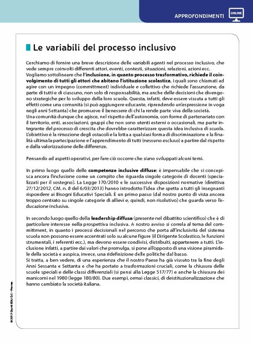 Le variabili del processo inclusivo | Giunti Scuola