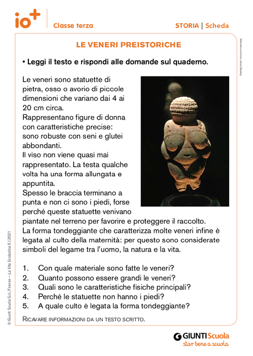 Le veneri preistoriche | Giunti Scuola Le veneri preistoriche | Giunti Scuola