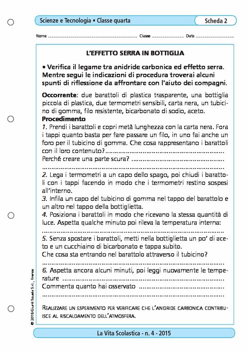 L'effetto serra in bottiglia | Giunti Scuola L'effetto serra in bottiglia | Giunti Scuola