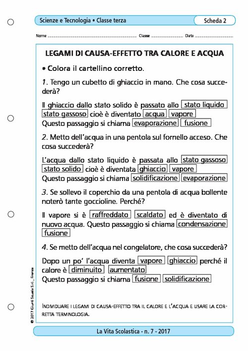 Legami di causa-effetto tra calore e acqua | Giunti Scuola Legami di causa-effetto tra calore e acqua | Giunti Scuola