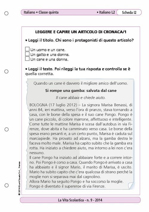 Leggere e capire un articolo di cronaca/1 | Giunti Scuola Leggere e capire un articolo di cronaca/1 | Giunti Scuola