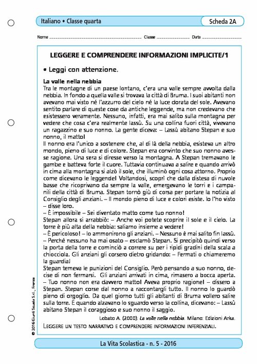 Leggere e comprendere informazioni implicite/1 | Giunti Scuola Leggere e comprendere informazioni implicite/1 | Giunti Scuola