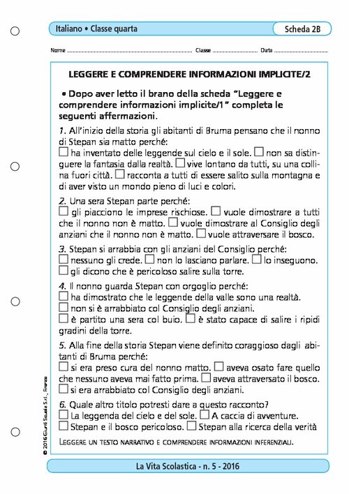 Leggere e comprendere informazioni implicite/2 | Giunti Scuola Leggere e comprendere informazioni implicite/2 | Giunti Scuola