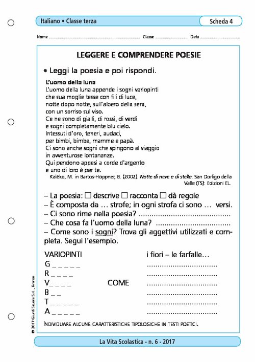Leggere e comprendere poesie | Giunti Scuola Leggere e comprendere poesie | Giunti Scuola