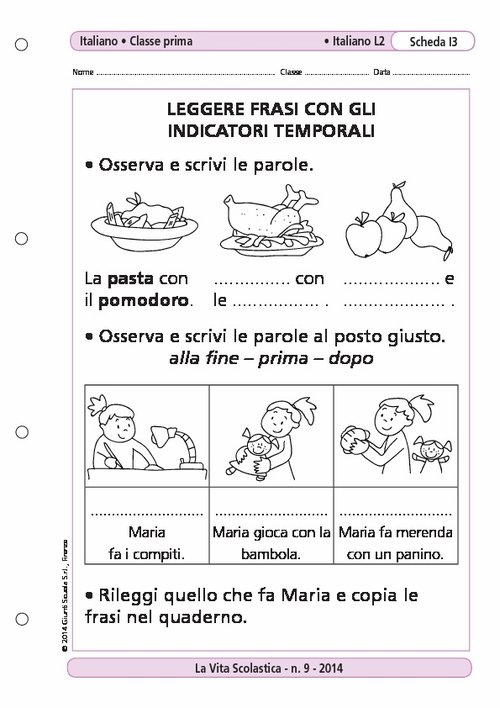 Leggere frasi con gli indicatori temporali | Giunti Scuola Leggere frasi con gli indicatori temporali | Giunti Scuola