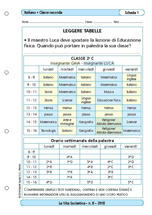 Leggere tabelle | Giunti Scuola Leggere tabelle | Giunti Scuola