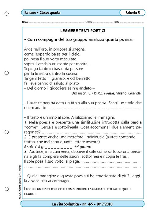 Leggere testi poetici | Giunti Scuola Leggere testi poetici | Giunti Scuola