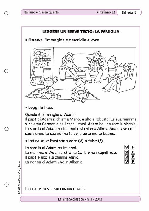 Leggere un breve testo: la famiglia | Giunti Scuola