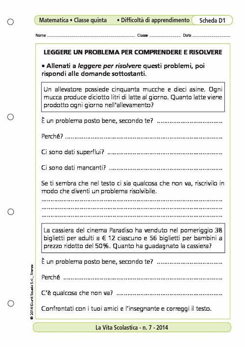 Leggere un problema per comprendere e risolvere | Giunti Scuola Leggere un problema per comprendere e risolvere | Giunti Scuola