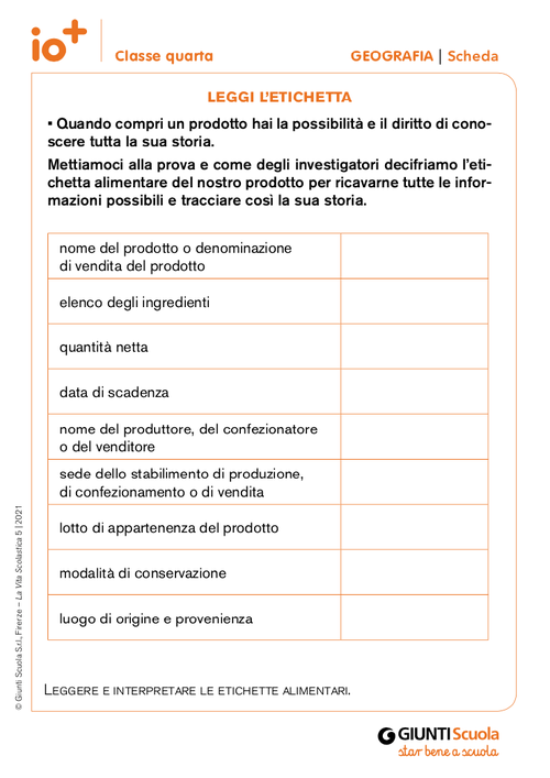 Leggi l'etichetta | Giunti Scuola Leggi l'etichetta | Giunti Scuola