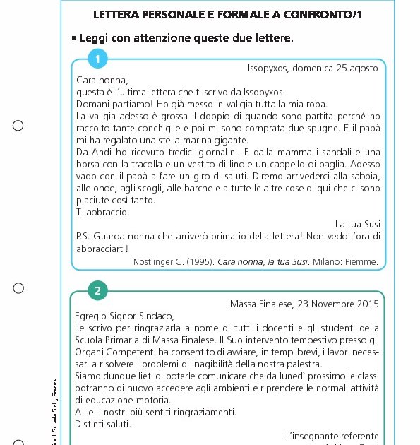 Lettera Personale E Formale A Confronto 1 Giunti Scuola