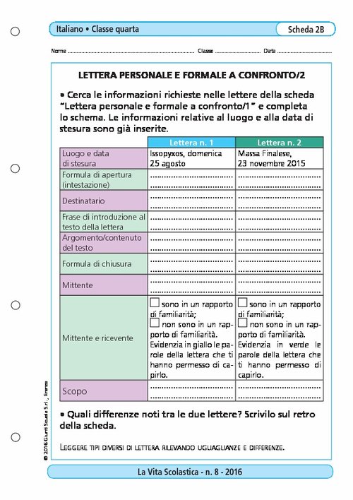 Lettera personale e formale a confronto/2 | Giunti Scuola Lettera personale e formale a confronto/2 | Giunti Scuola