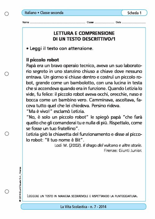 Lettura e comprensione di un testo descrittivo/1 | Giunti Scuola Lettura e comprensione di un testo descrittivo/1 | Giunti Scuola