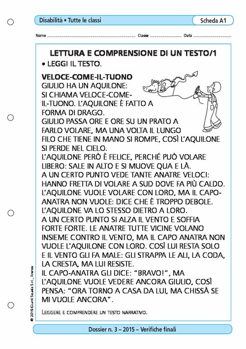 Lettura e comprensione di un testo/1_A1 | Giunti Scuola Lettura e comprensione di un testo/1_A1 | Giunti Scuola
