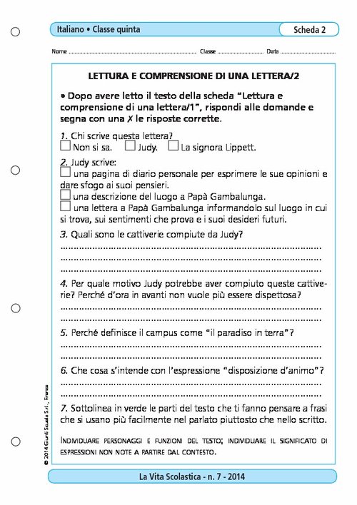 Lettura E Comprensione Di Una Lettera 2 Giunti Scuola