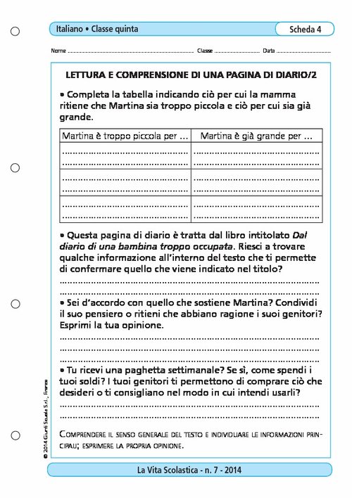 Lettura e comprensione di una pagina di diario/2 - Lettura e