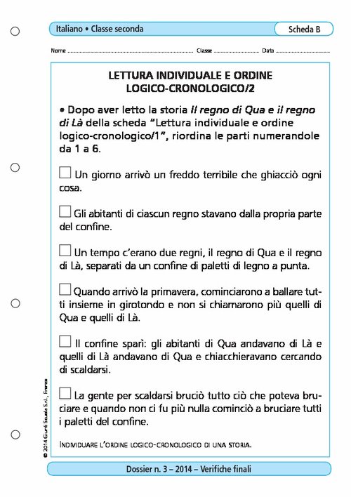 Lettura individuale e ordine logico-cronologico/2 | Giunti Scuola