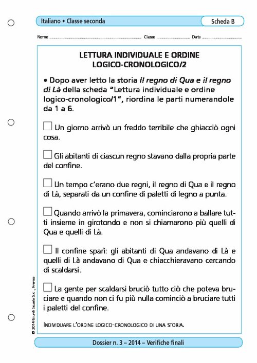 Lettura individuale e ordine logico-cronologico/2 | Giunti Scuola Lettura individuale e ordine logico-cronologico/2 | Giunti Scuola