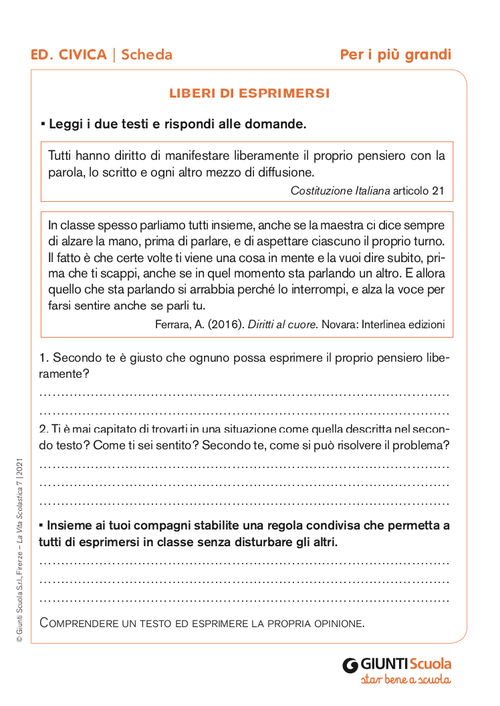 Liberi di esprimersi | Giunti Scuola Liberi di esprimersi | Giunti Scuola