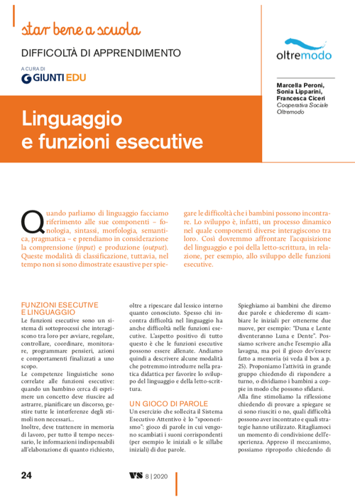 Linguaggio e funzioni esecutive | Giunti Scuola Linguaggio e funzioni esecutive | Giunti Scuola