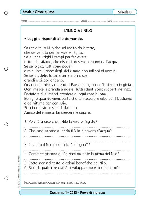L'inno al Nilo | Giunti Scuola L'inno al Nilo | Giunti Scuola