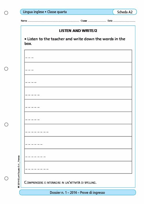 Listen and write/2 | Giunti Scuola Listen and write/2 | Giunti Scuola